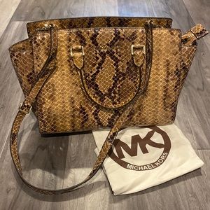 Michael Kors Large Selma Snake-Embossed Satchel